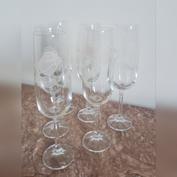 Vintage Bohemia Clear Crystal Champagne Glasses set of 6 - Picture 2 of 5